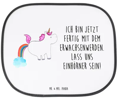 Produktbild von Mr. & Mrs. Panda Sonnenschutz Autoscheibe Einhorn Pupsen - Weiß - Geschenk, Sonnenblende Auto, Lustig, für, Seitenscheibe, Pups, Hitzeschutz, Unicorn, Regenbogen