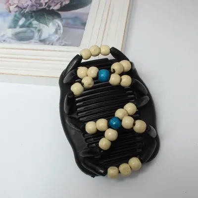 Produktbild von Trend African Hairclip Haarklammer Haarkamm Holzdesign Weiß 1