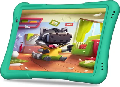 Produktbild von PRITOM 10 Zoll Kinder-Tablet Android 12,4 GB(2+2)+32 GB, Quad-Core, 6000 mAh, WiFi 6, Dual-Kamera, Bluetooth, Kleinkind-Tablet, Grün