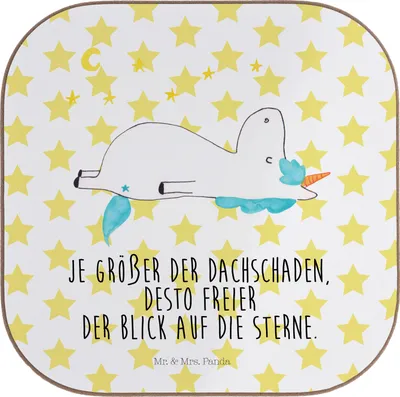 Produktbild von Mr. & Mrs. Panda Tassenuntersetzer Einhorn Sternenhimmel - Weiß - Geschenk, Einhörner, Unicorn, Sterne, Coaster, Untersetzer Gläser, Tischuntersetzer, Glas, Design