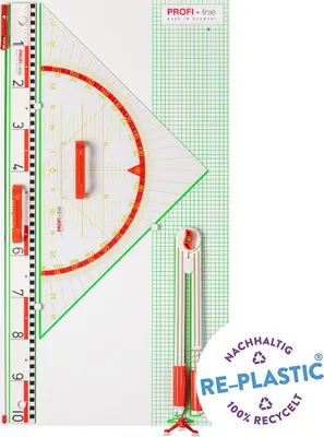 Produktbild von Wissner Wandtafelgerätesatz Profi Linie II magnetisch, Gerätetafel inkl. Dezimeterlineal, Geowinkel 45°, Zirkel und Zeigestock