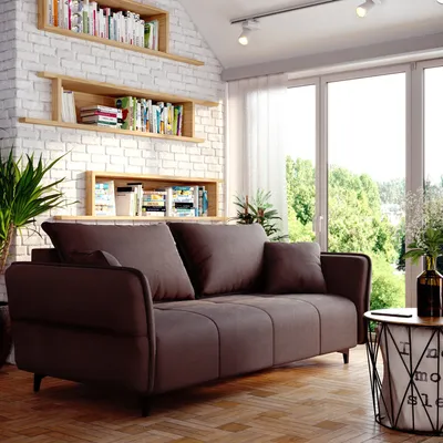Produktbild von Sofa ISABELL mit Bettkasten Schlafsofa Polstersofa mit Schlaffunktion Klappsofa Couch mit Schwarzen F en Sofagarnitur Wohnzimmer Gastzimmer (braun)