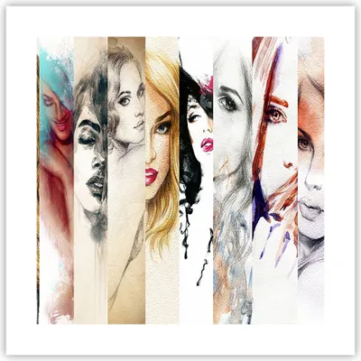 Produktbild von Poster - Poster ohne Rahmen - Frauen Schönheit Dame Illustration - 40x40 cm - Wand Bild - Wanddeko - Wandbilder - Kunstposter - Wandposter - Bilder - Kunstdruck - Wandbild - P2XAC40x40-3012