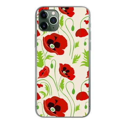 Produktbild von MuchoWow® Handyhülle Schutzhülle Hülle für iPhone 11 Pro Max Blumen - Mohn - Muster Silikon Softcase Handy Hülle - Schutz