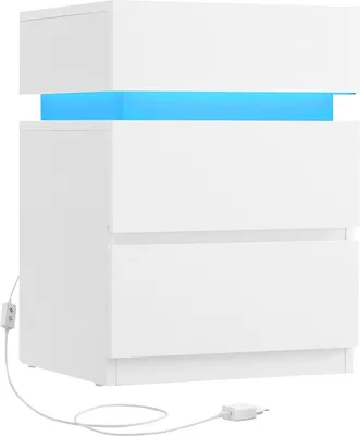 Zdjęcie produktu dla Stolik nocny z regulowanym oświetleniem LED, biały/zielony, 33,5 x 40 x 55 cm