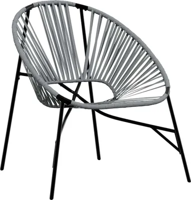 Produktbild von "im Sonderangebot"Stuhl Terrasse - Gartenstuhl in Ei-Form Schwarz und Hellgrau Poly Rattan - 77x68,5x82cm - Gartenstühle DEMöbel125156