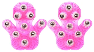 Image de Ensemble de 2 gants de massage magnétiques avec 9 rouleaux