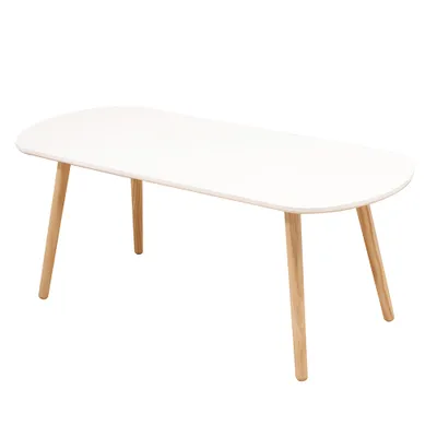 Image de Table basse Table d'appoint Table de salon avec pieds en bois 50x110cm Ovale
