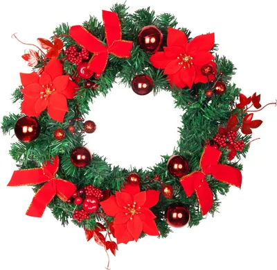 Image de Couronne MagicHome Noël, rouge, 41 cm