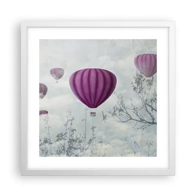 Produktbild von Gerahmtes Poster - Weißer Rahmen - Ballon Baum Flug - 40x40 cm - Wand Bild - Wanddeko - Wandbilder - Kunstposter - Wandposter - Bilderrahmen - Bilder - Kunstdruck - Wandbild - P2WAC40x40-3581