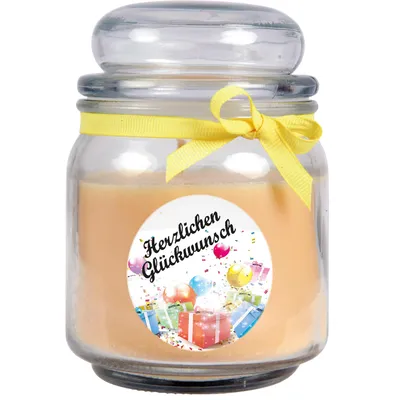 Immagine prodotto di Candela profumata in barattolo alla vaniglia – Regali di compleanno, barattolo medio con coperchio, durata di combustione di circa 70 ore, decorazione regalo
