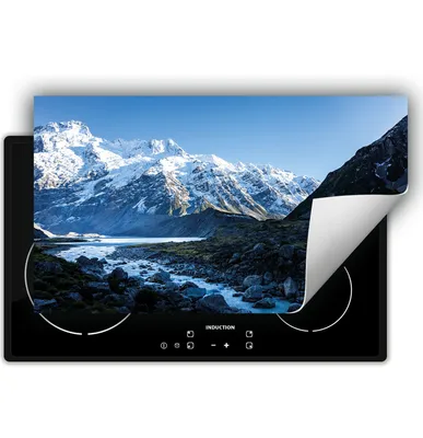 Produktbild von DarHaus Herdabdeckplatte 90x52 cm Anti Rutsch Matte Aufrollbar, Winter - Berge