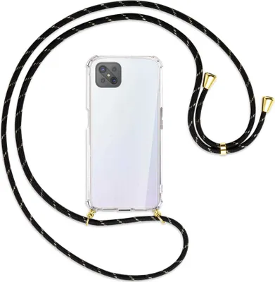Produktbild von Handykette Backcover-Schutzhülle mit Band (Metall goldfarben) für Oppo A92S / Reno4 Z 5G - schwarz/gold