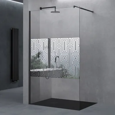 Produktbild von doporro Duschwand für Dusche Duschabtrennung 120x200cm Schwarz Walk-In Dusche 10mm ESG-Sicherheitsglas Labyrinth inkl. NANO Bremen02DM