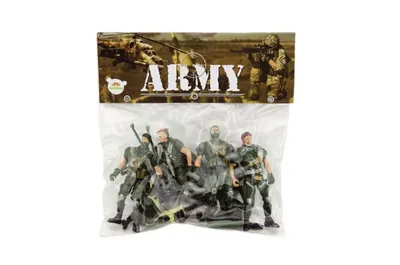 Image de Set soldats 4pcs avec accessoires plastique CZ design sur carte 18x19,5cm