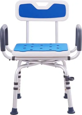 Produktbild von Draaibare Badstoel 360°, Verstelbare Douchezit mit Armleuningen und Rückenlehne, Antislip, für Senioren, Rollstuhlgeeignet