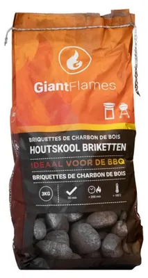 Produktbild von Giant Flames PEFC Holzkohlebrikett 3 kg | 3 Stück