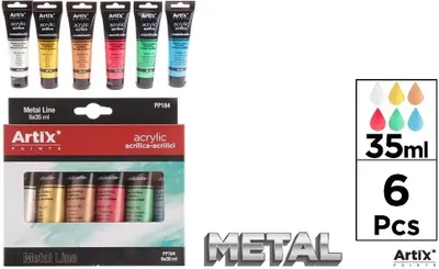 Produktbild von Acrylfarbe Metallic 35 ml, 6 Farben – Artix
