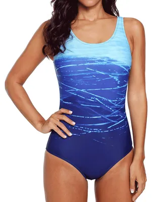Immagine prodotto di Costume da bagno intero da donna con push-up e effetto degradé – Costume da bagno intero con schiena incrociata