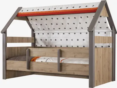 Produktbild von Hausbett Stars 100 x 200 cm in Holzoptik/Braun ohne Bettkasten