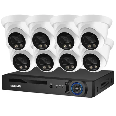 Produktbild von Überwachungskamera, 8MP Auflösung, KI-Nachtsicht, 8CH NVR und 8 Kameras, Keine-a