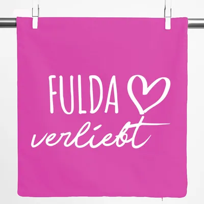 Produktbild von Huuraa Kissenbezug Fulda verliebt 40x40cm Fuchsia Baumwolle Dekokissenbezug Geschenkidee