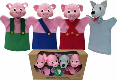 Produktbild von Handpuppen-Set Drei Schweinchen in Geschenkbox