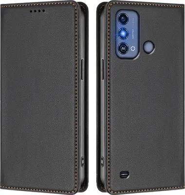 Image de Étui en cuir pour ZTE Blade A53 Pro, étui à rabat magnétique en cuirPolyuréthaneavec support, noir