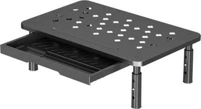Produktbild von INF Monitorständer Erhöhung mit Schublade - Ergonomischer Stahl Computerständer Schwarz