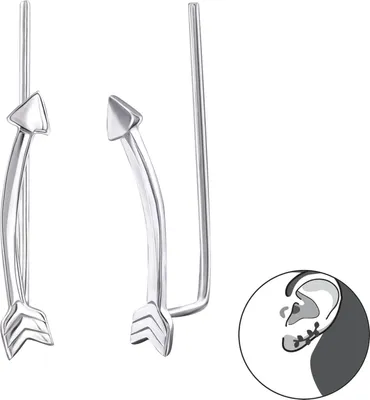 Produktbild von 1 Paar Ohrringe Ear Climber 925 Sterling Silber Pfeil Ohrstecker Ohrklemme