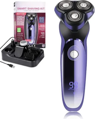 Produktbild von 5 In 1 Smart Raven Kit,Elektrischer Rasierapparat Nass,Wiederaufladbar Trockenrasierer IPX6, Einfach zu tragen, mit Haarschneider usw, LCD-Display
