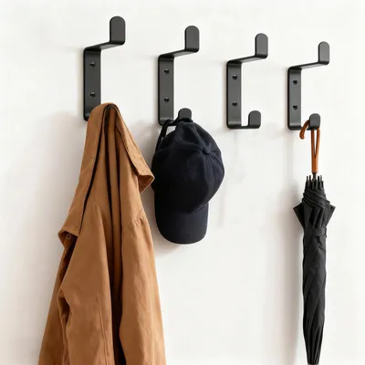 Produktbild von 10 Haken für 13 mm Akustikpaneele, Wandhaken für Mäntel, Hüte und Taschen, schwarze Kleiderhaken für Mäntel, Hüte und Taschen