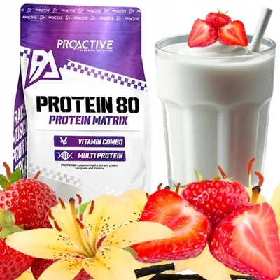 Immagine prodotto di ProActive Concentrato di proteine del siero di latte WPC 80 protein 700 g Polvere proteica Gusto: fragola e vaniglia