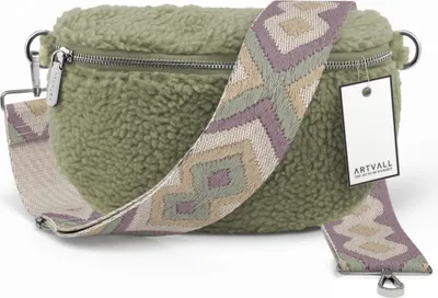 Produktbild von ARTVALL - Umhängetasche Teddy, Klein mit verstellbarem Schultergurt, abnehmbares Taschenband, Crossbody Bag in grün