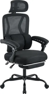 Produktbild von CLP Bürostuhl Liberton - Ergonomischer Drehstuhl, Gestell schwarz, mit Fußablage schwarz