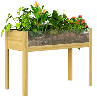 Produktbild von Outsunny Hochbeet mit Acrylplatten, erhöhtes Kräuterbeet mit Ablauflöcher