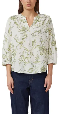 Productafbeelding van s.Oliver damesblouses – Relaxte pasvorm, gerimpelde details, 3/4 mouwen