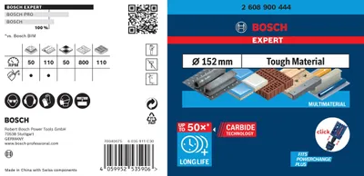 Immagine prodotto di Sega a tazza EXPERT per materiali duri, 152 x 60 mm