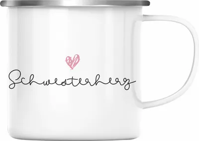 Produktbild von Trendation -Schwesterherz Emaille Tasse Geschenk für Schwester Geschenkidee Beste Schwester Geburtstag (Silber)