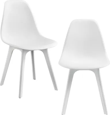 Two white chairs on a white background.