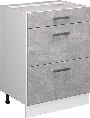 Produktbild von Vicco Küchenunterschrank R-Line, 60 cm mit Schubladen, ohne Arbeitsplatte, Beton/Weiß