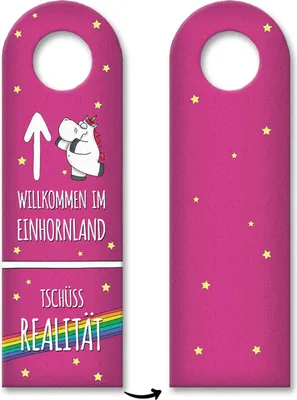 Produktbild von Willkommen im Einhornland Türhänger mit Honeycorns Motiv Einhorn Realität Magie