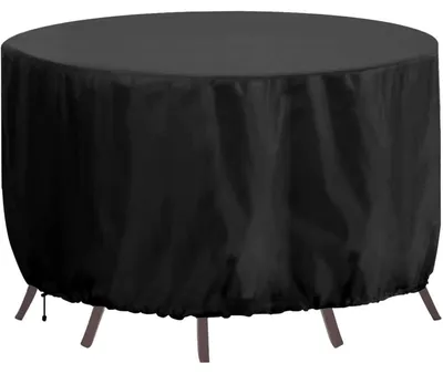 Productafbeelding van Tuinmeubelbeschermer, rond, 102 x 71 cm, zwart, 420D Oxford, waterdicht, winddicht