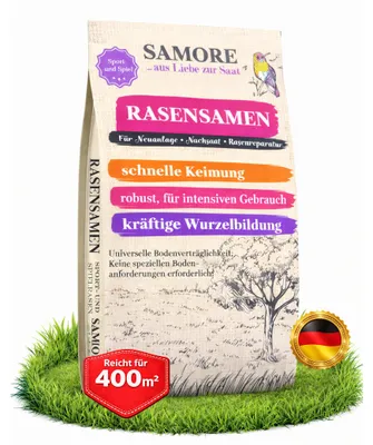 Produktbild von Rasensamen Sport & Spiel 10 kg, Robuster & dichter Rasen für Garten & Spielrasen, Schnelle Keimung, trittfest & pflegeleicht