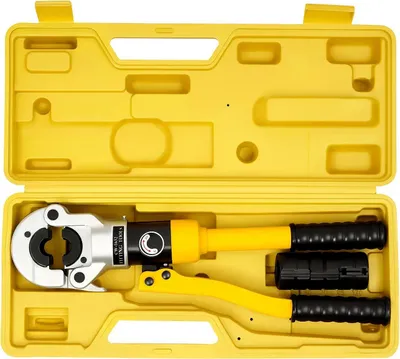Image de Pince à sertir, force de 8 tonnes, avec 4 matrices, jaune