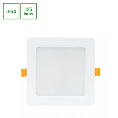 Productafbeelding van Spectrum LED inbouwspot, model DURE 3, wit, vierkant, 14,5x14,5 cm, IP54, 12W, 1500 lumen, warmwit, 3000K, 110°