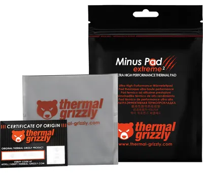 Obrázek produktu pro Thermal Grizzly Minus Pad extreme 2, Chladicí podložka, Šedá, 100 mm, 100 mm, 1,5 mm, 58 g