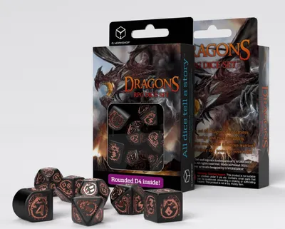 Obrázok produktu pre Q-Workshop Dragons Modern Cube Set Black & Copper (7 kusov)