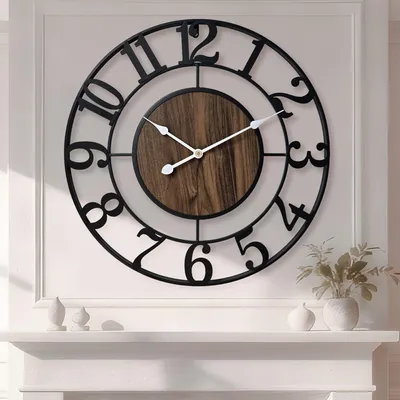 Image de Horloge mural vintage en métal, silencieux et décoratif