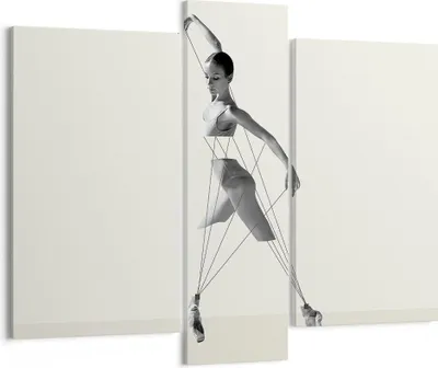 Produktbild von Bild auf Leinwand - Leinwandbild - 3 Teile - Surreal Ballerina Marionette - 95x80cm - Wand Bild - Wanddeko - Wandbilder - Leinwanddruck - Bilder - Wanddekoration - Leinwand bilder - CB95x80-4812